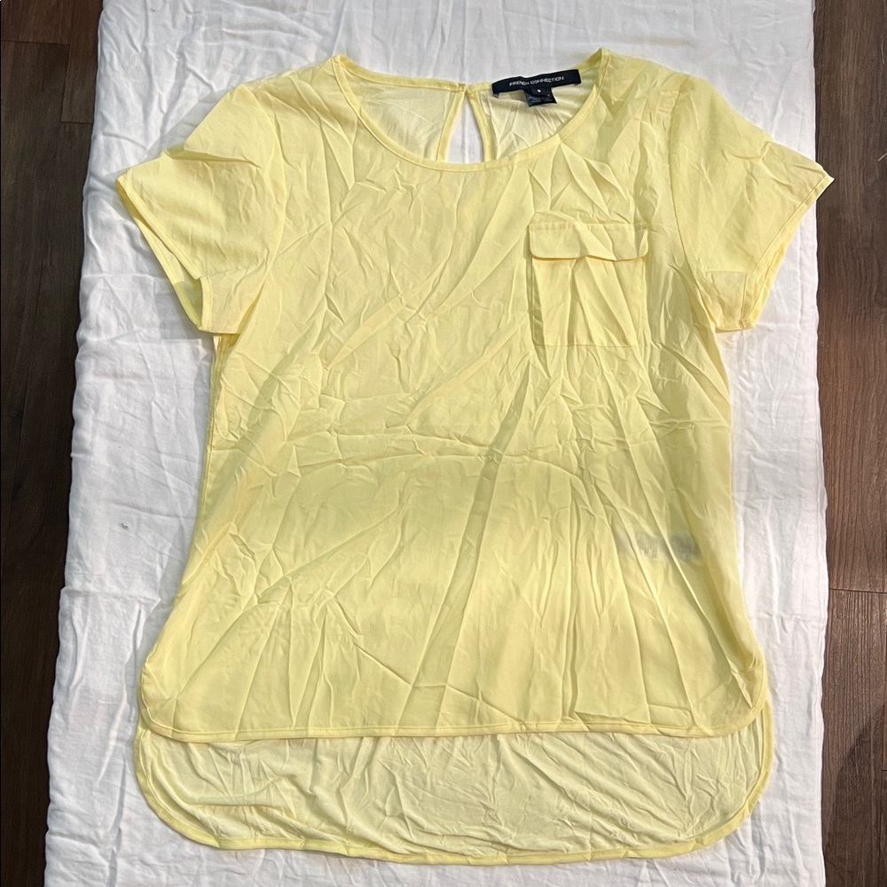 French Connection Light Yellow Short Sleeve Top